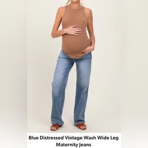 Pinkblush Wide Leg Jeans in Distressed Vintage Wash